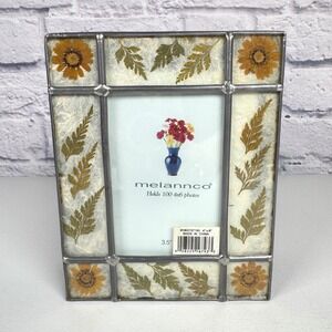 Melannco Photo Album Pressed Dried Flowers Leaded Glass‎ Black Velvet 100 4x6 in